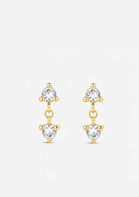 Double Diamond Drop Threaded Flat Back Earring