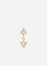 Double Diamond Drop Threaded Flat Back Earring