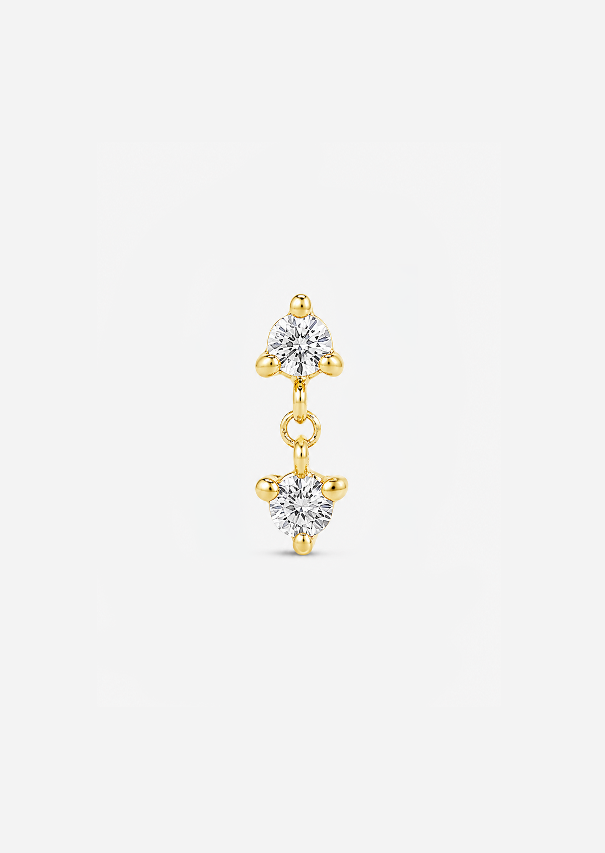 Double Diamond Drop Threaded Flat Back Earring