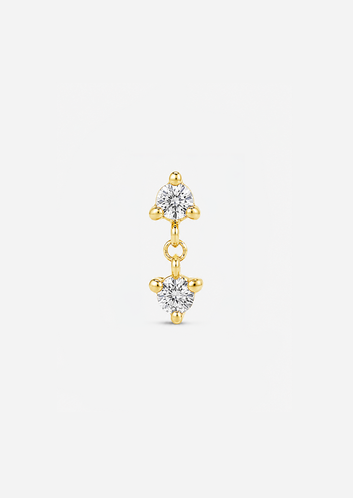 Double Diamond Drop Threaded Flat Back Earring