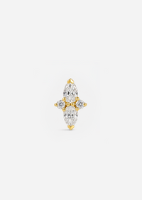 Double Diamond Pear Threaded Flat Back Earring