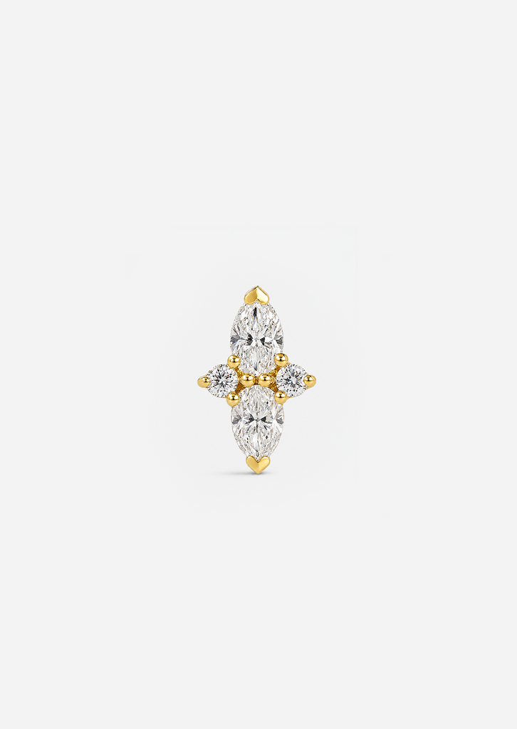 Double Diamond Pear Threaded Flat Back Earring