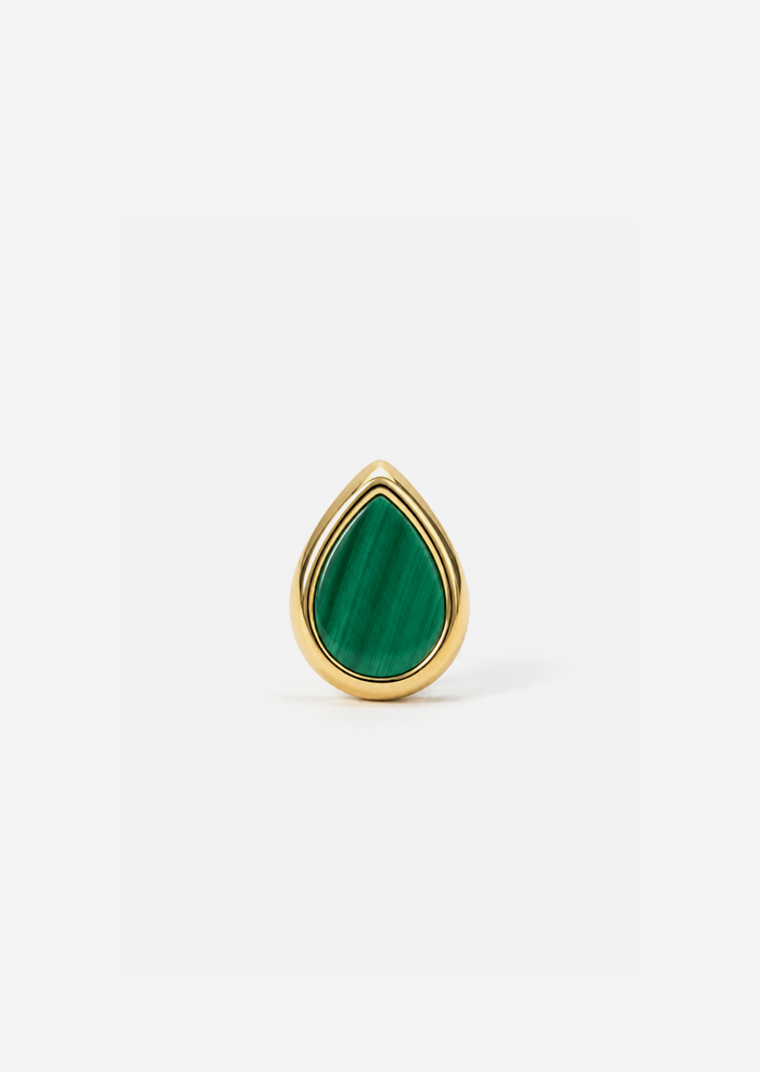 Ankh Inlay Threaded Flat Back Earring - Malachite