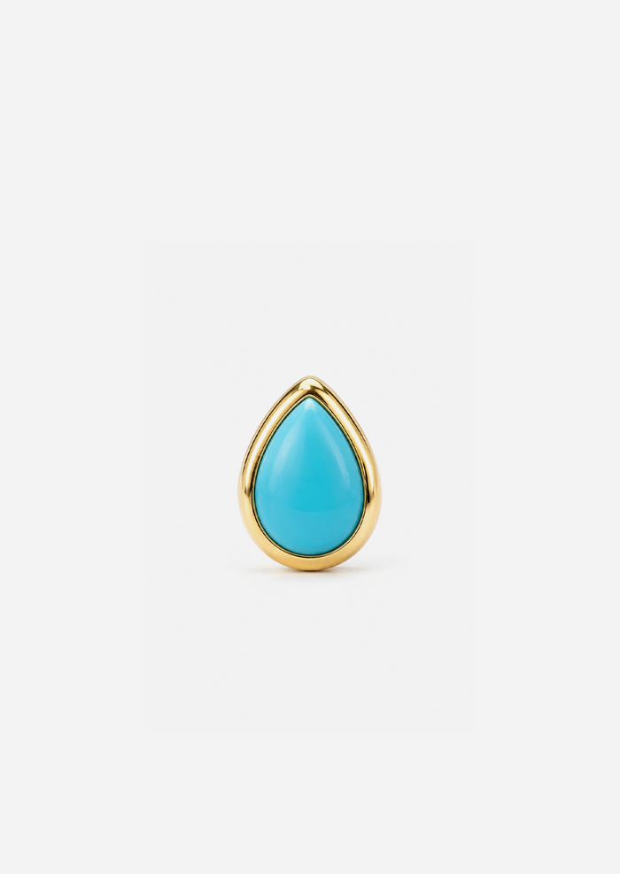 Ankh Inlay Threaded Flat Back Earring - Turquoise