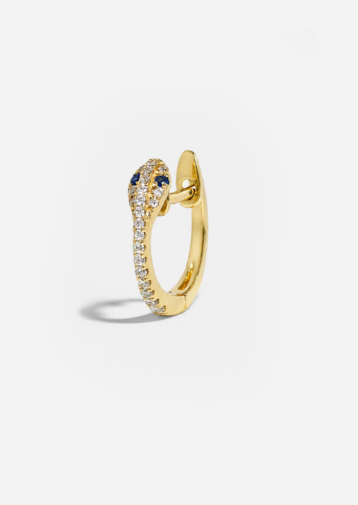 Diamond Snake Hoop - Sapphire Eyes