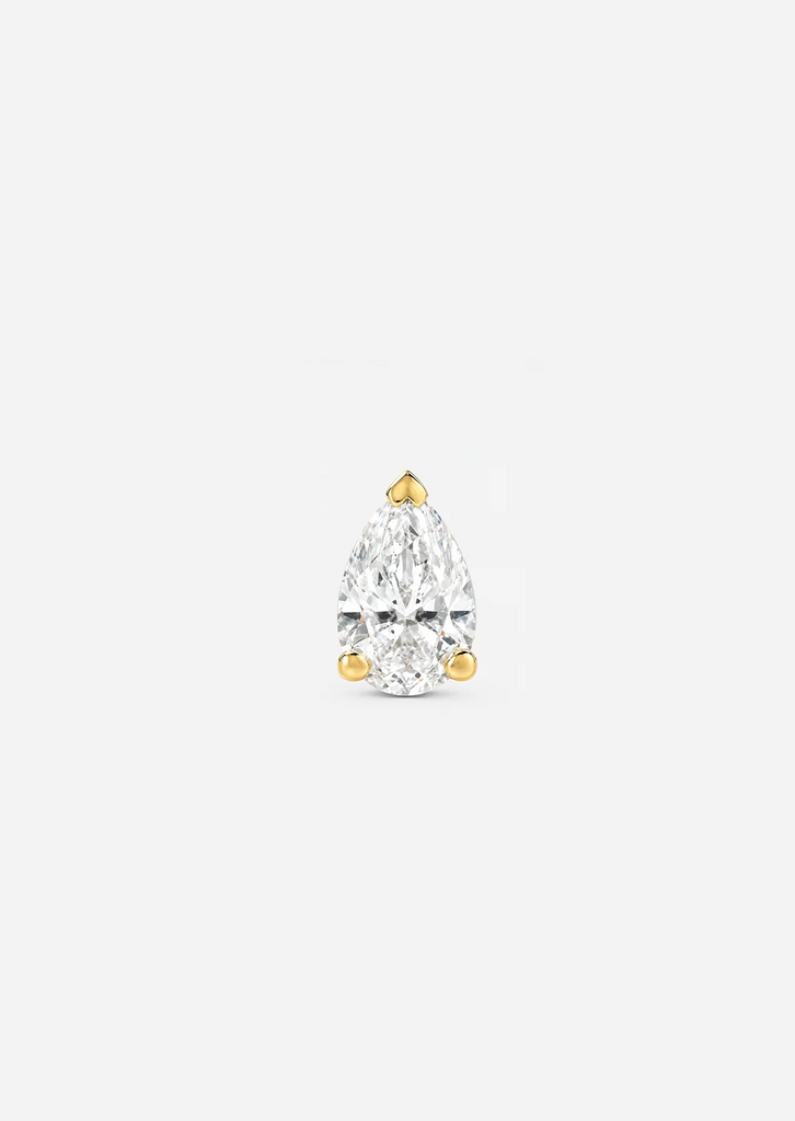 Mini Pear Diamond Threaded Flat Back Earring