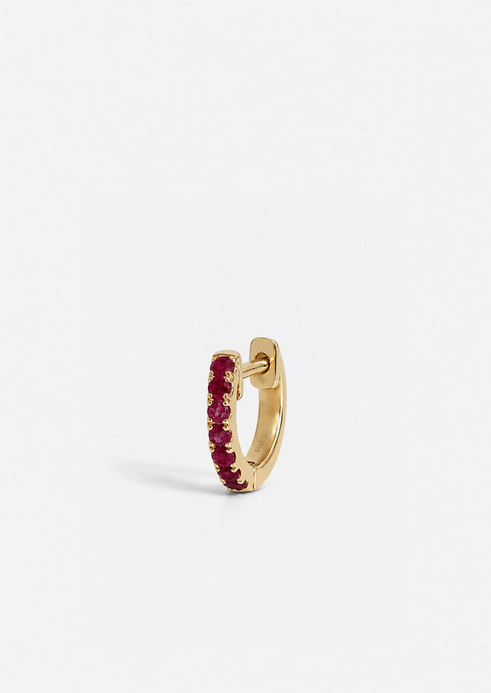 Small Ruby Huggie Hoop