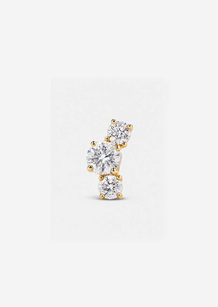 Luxe Open Curve 3 Diamond Threaded Flat Back Earring