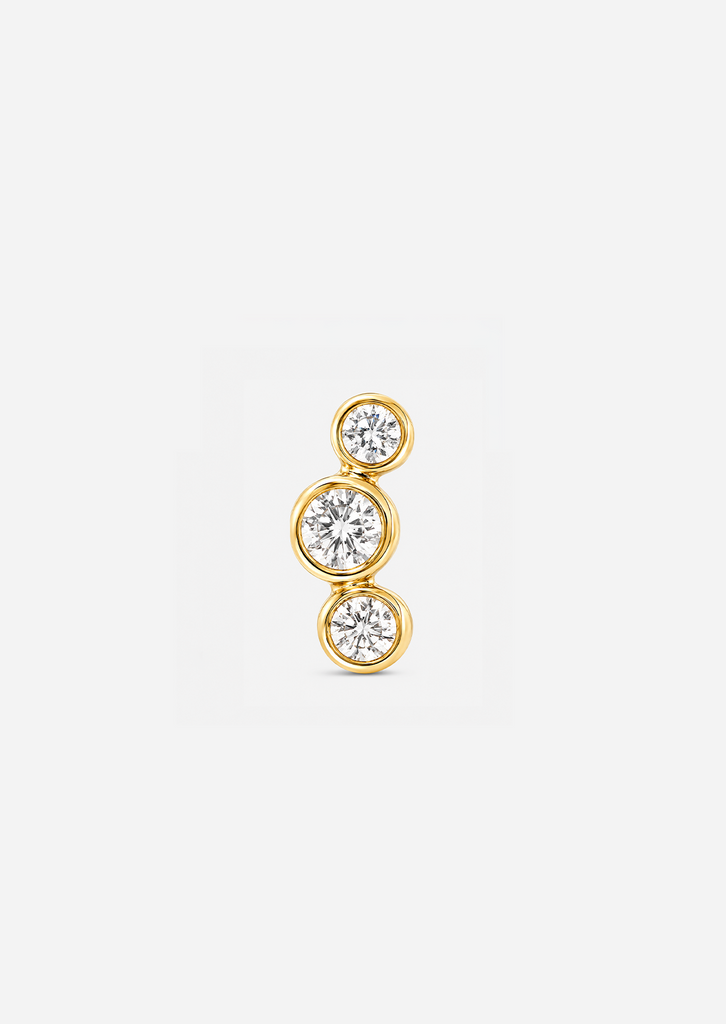Open Curve 3 Diamond Threaded Flat Back Earring