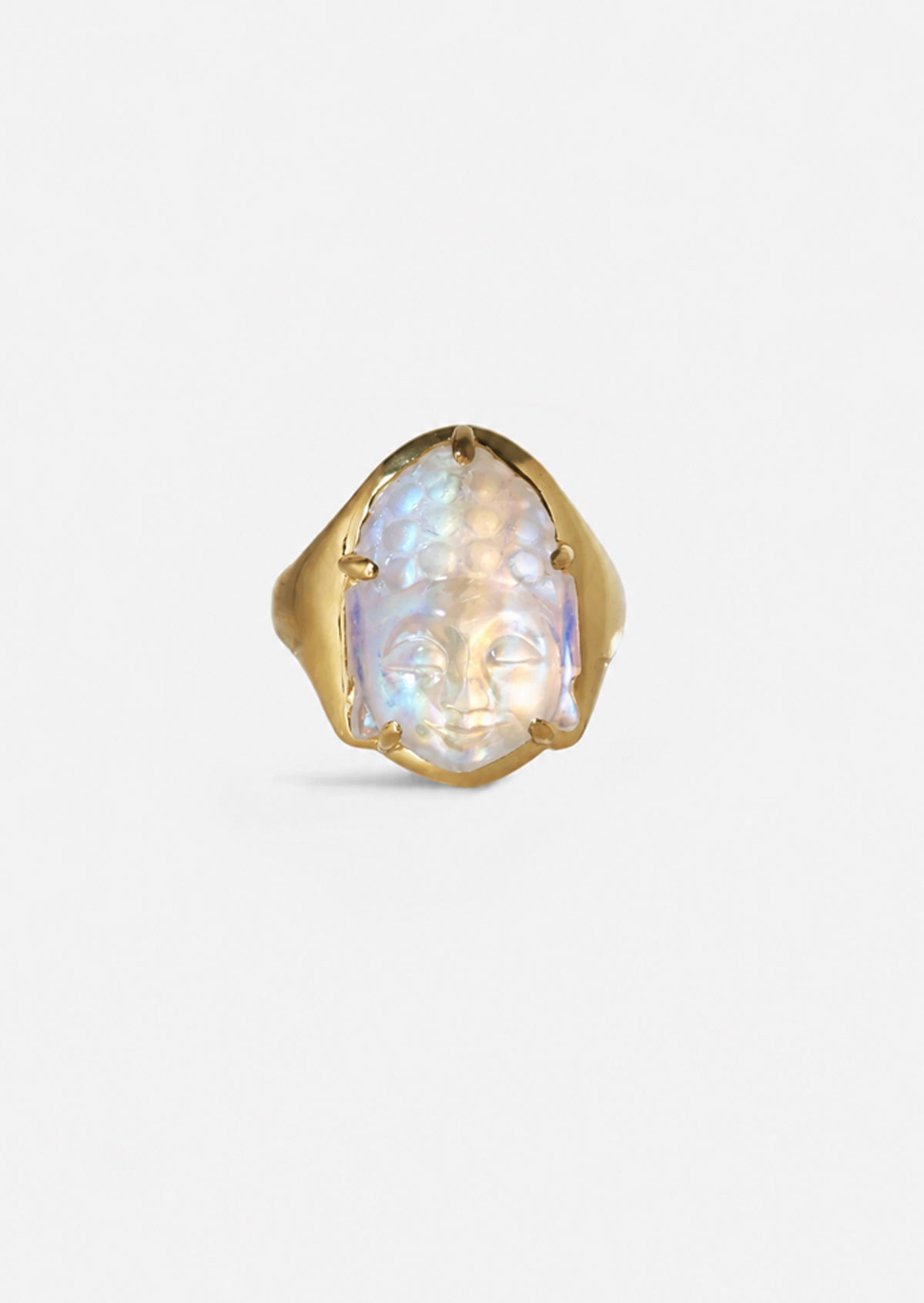 Rainbow Moonstone Buddha Ring