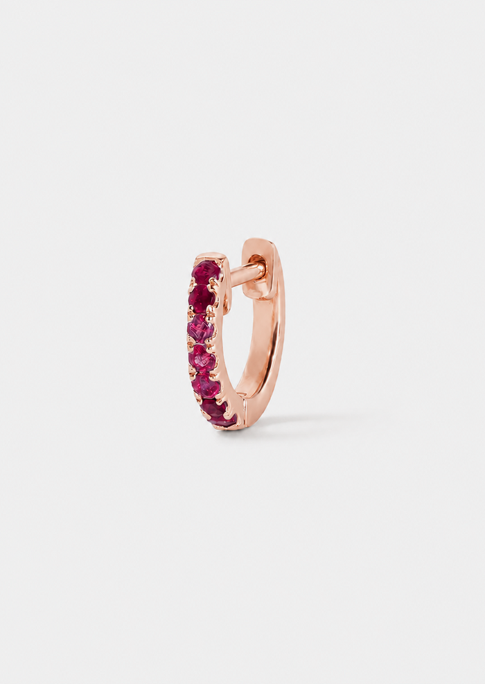 Small Ruby Huggie Hoop