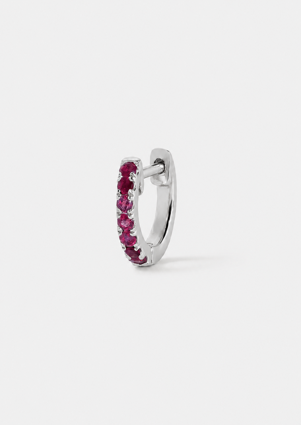 Small Ruby Huggie Hoop