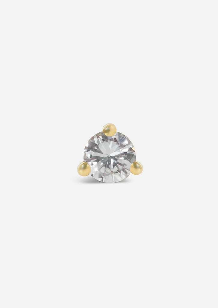 1.5mm Round Diamond Threaded Flat Back Earring | Single