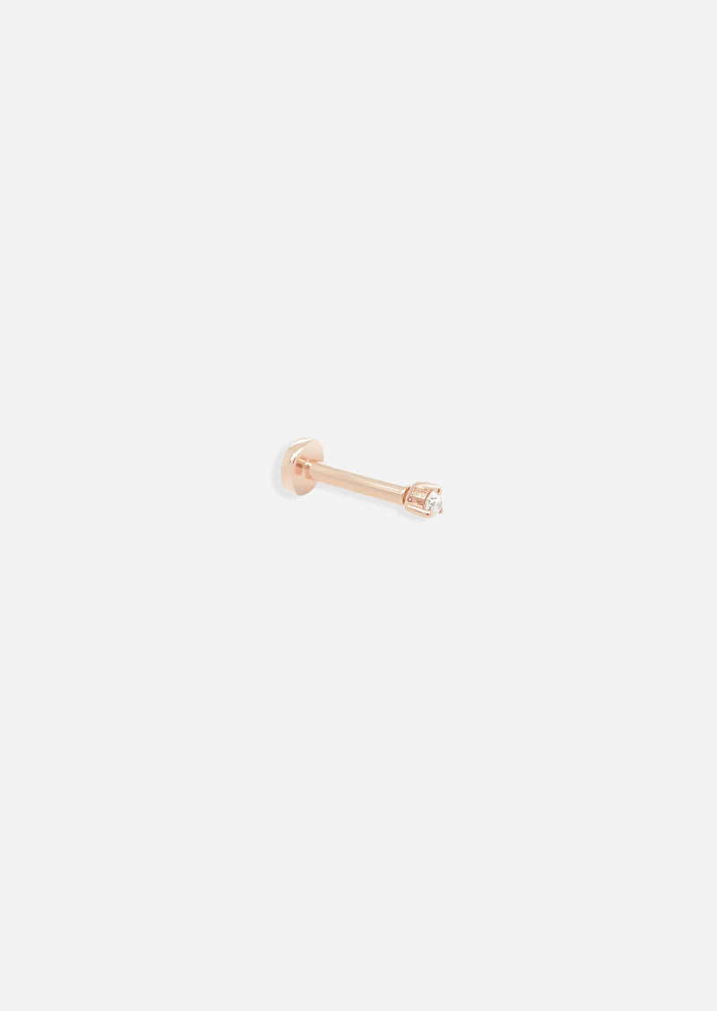 1.5mm Round Diamond Threaded Flat Back Earring | Single