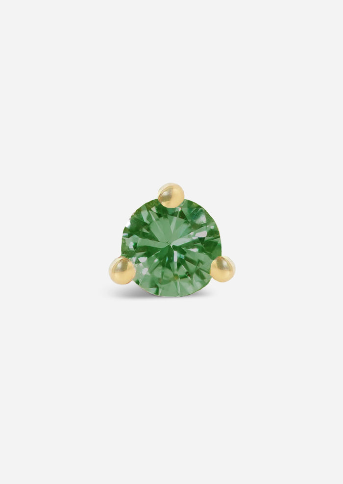 2mm Emerald Threaded Flat Back Earring | Single