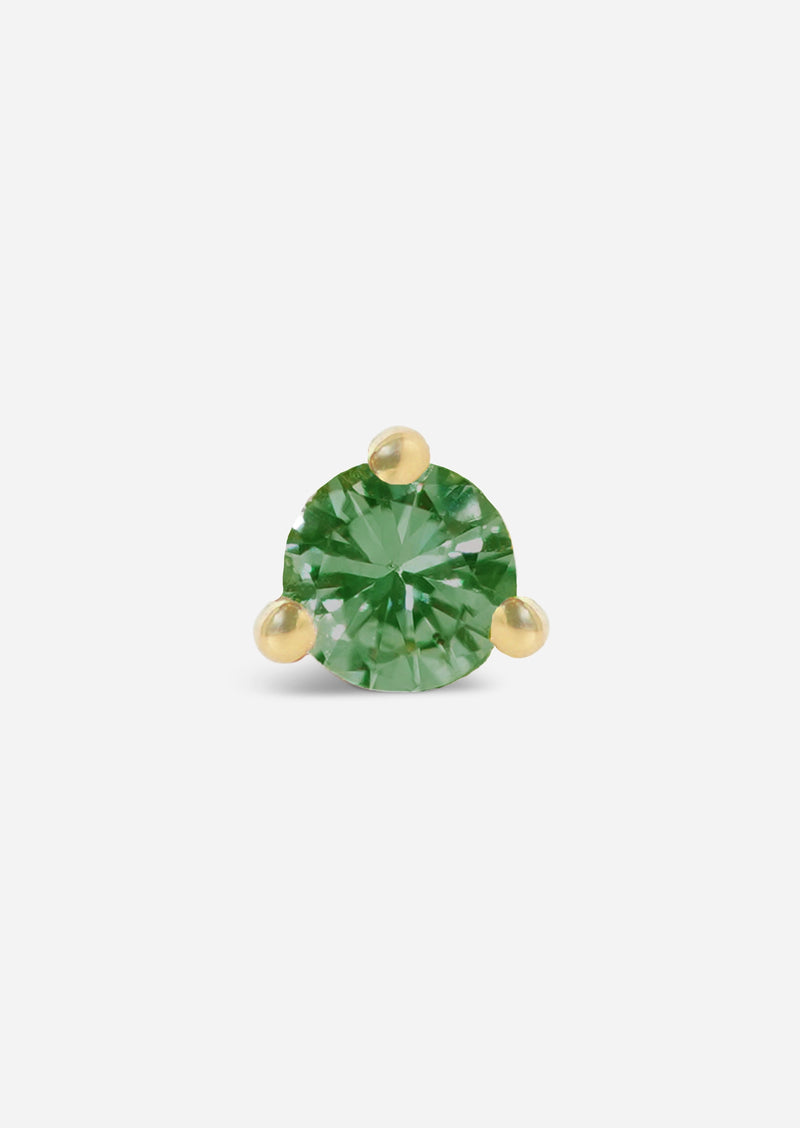 2mm Emerald Threaded Flat Back Earring | Single