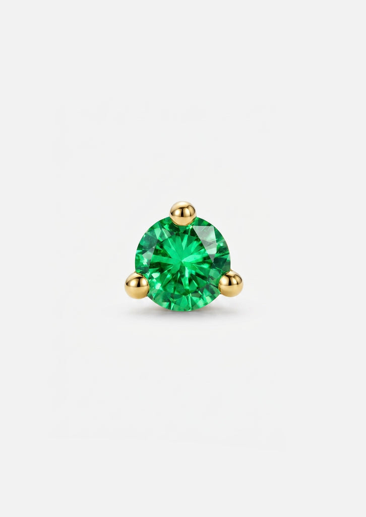 2mm Emerald Threaded Flat Back Earring