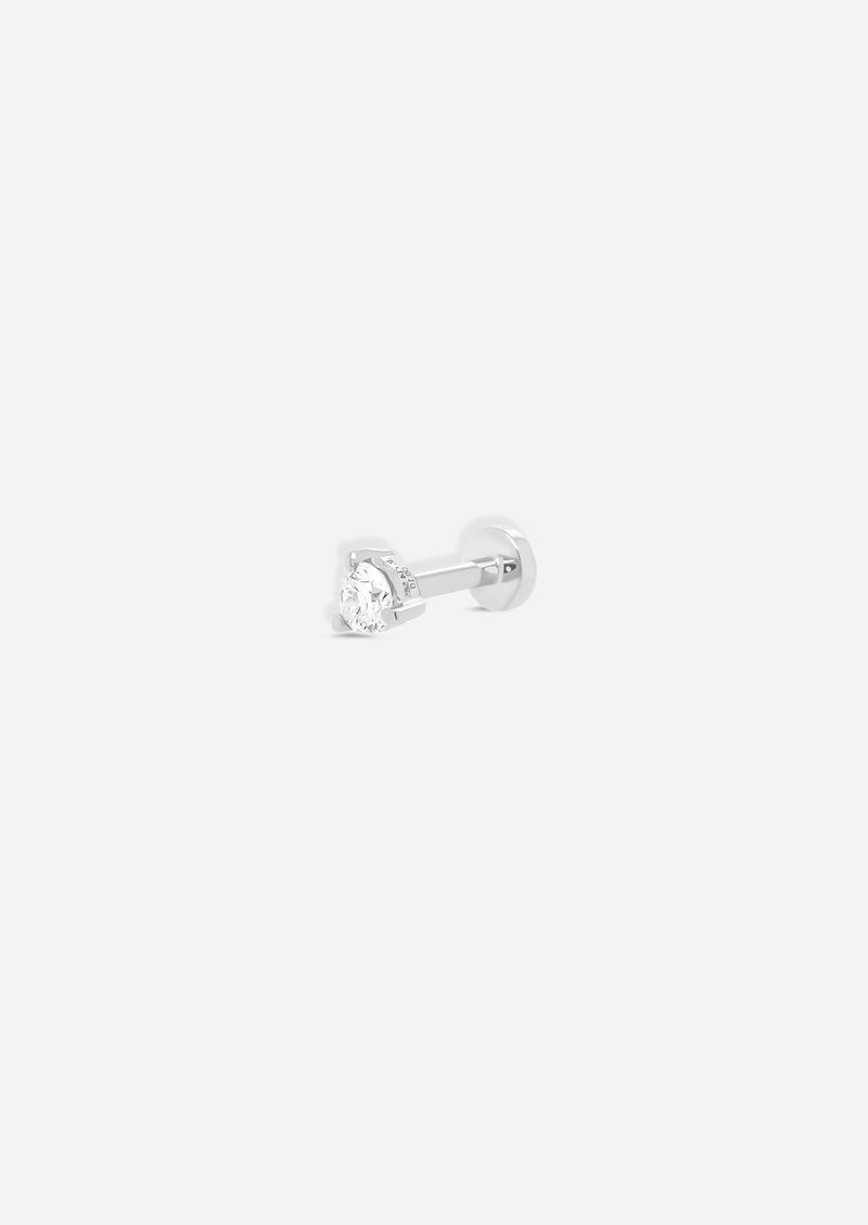 3mm Round Diamond Threaded Flat Back Earring | Single