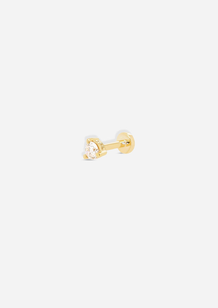 3mm Round Diamond Threaded Flat Back Earring | Single