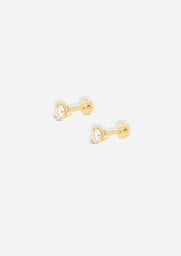 3mm Round Diamond Threaded Flat Back Earring | Single
