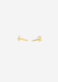 3mm Round Diamond Threaded Flat Back Earring | Single