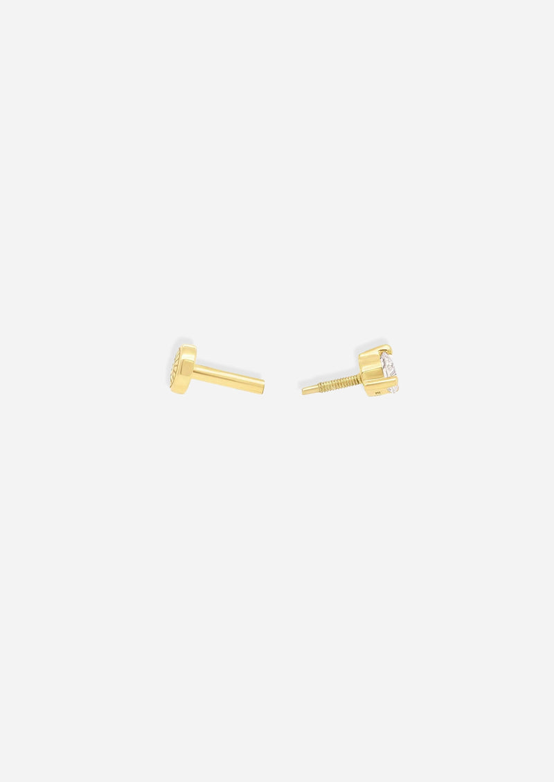 3mm Round Diamond Threaded Flat Back Earring | Single