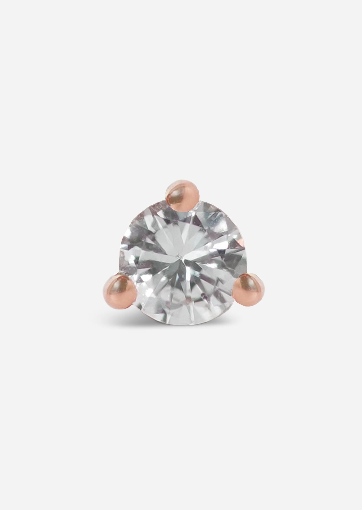 3mm Round Diamond Threaded Flat Back Earring | Single