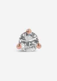 3mm Round Diamond Threaded Flat Back Earring | Single