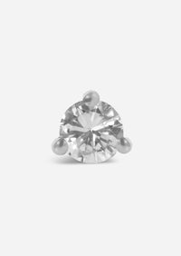 3mm Round Diamond Threaded Flat Back Earring | Single