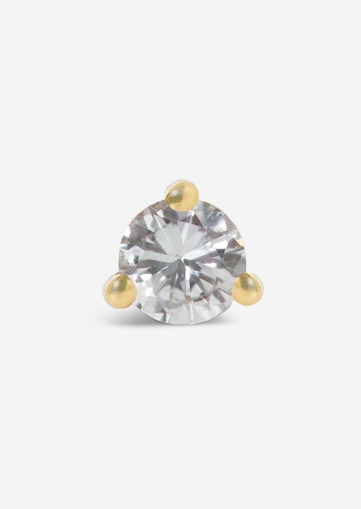 3mm Round Diamond Threaded Flat Back Earring | Single