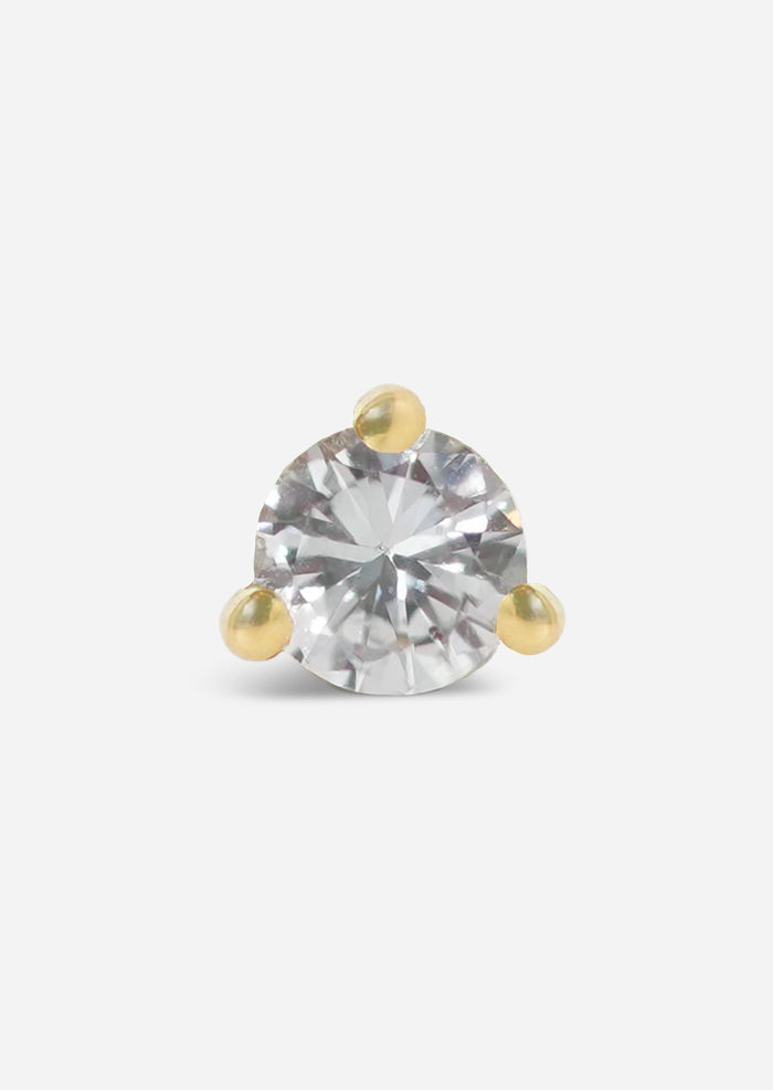 3mm Round Diamond Threaded Flat Back Earring | Single