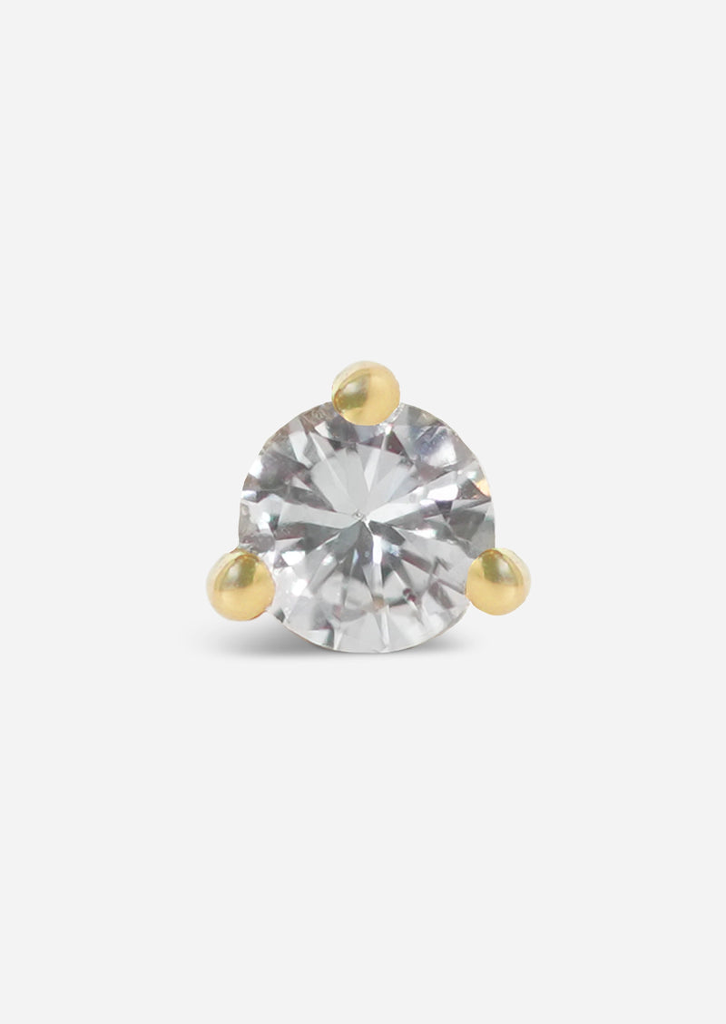 3mm Round Diamond Threaded Flat Back Earring | Single