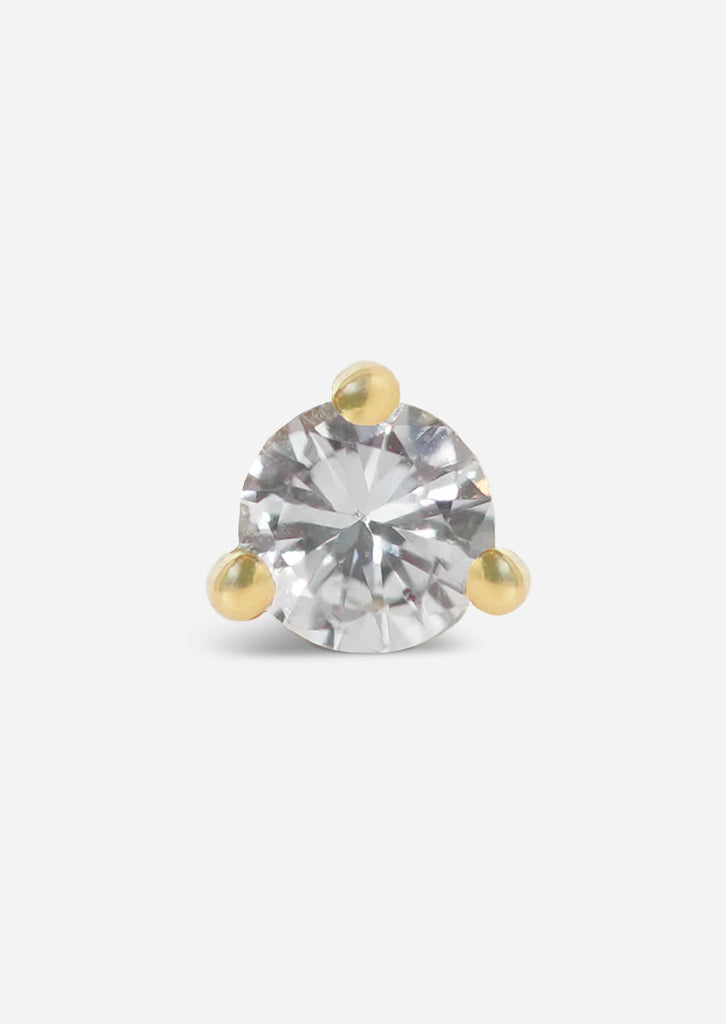 3mm Round Diamond Threaded Flat Back Earring | Single