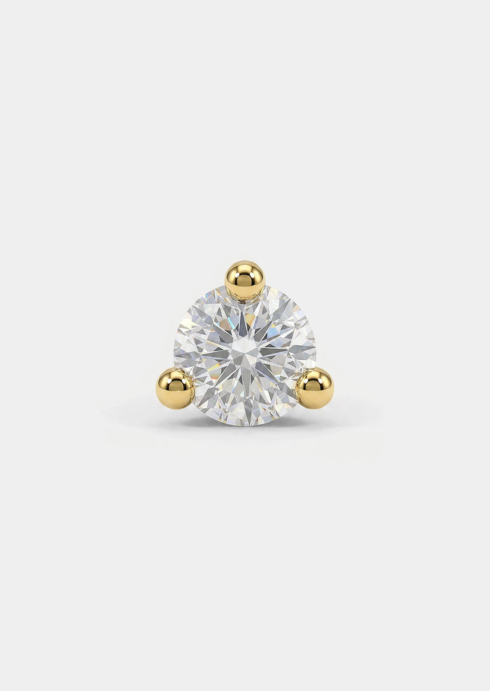 3mm Round Diamond Threaded Flat Back Earring