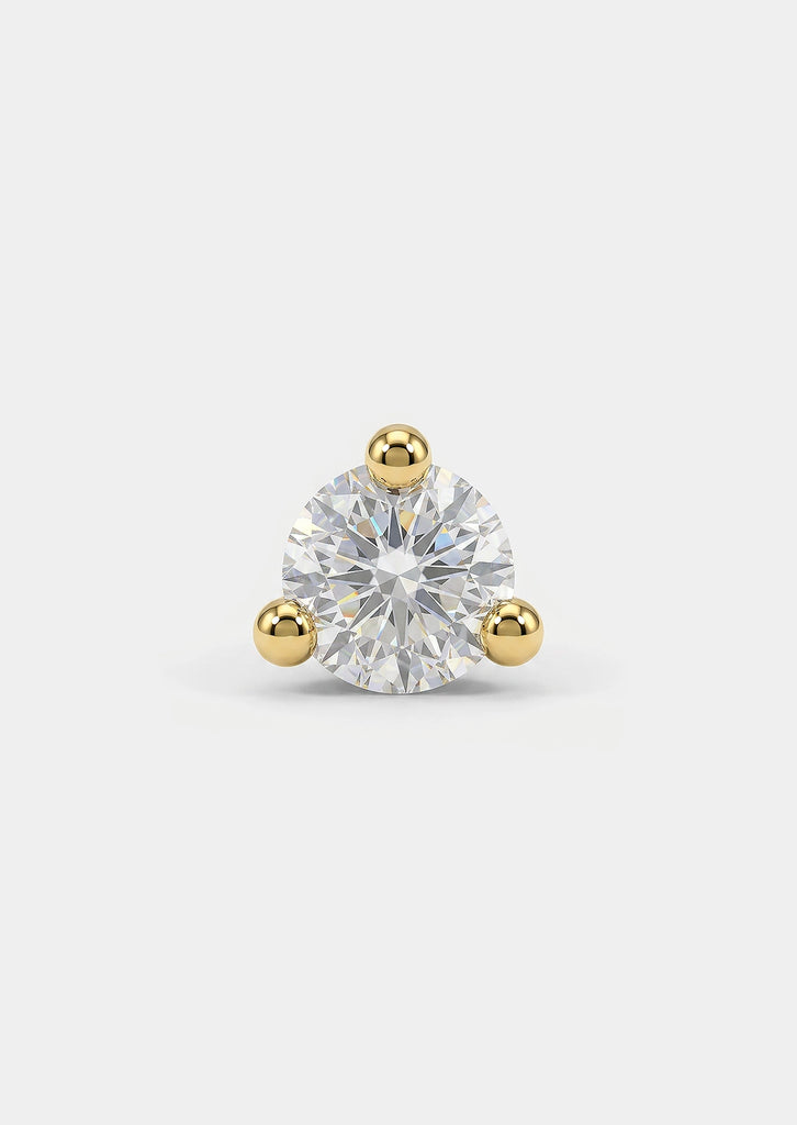 3mm Round Diamond Threaded Flat Back Earring