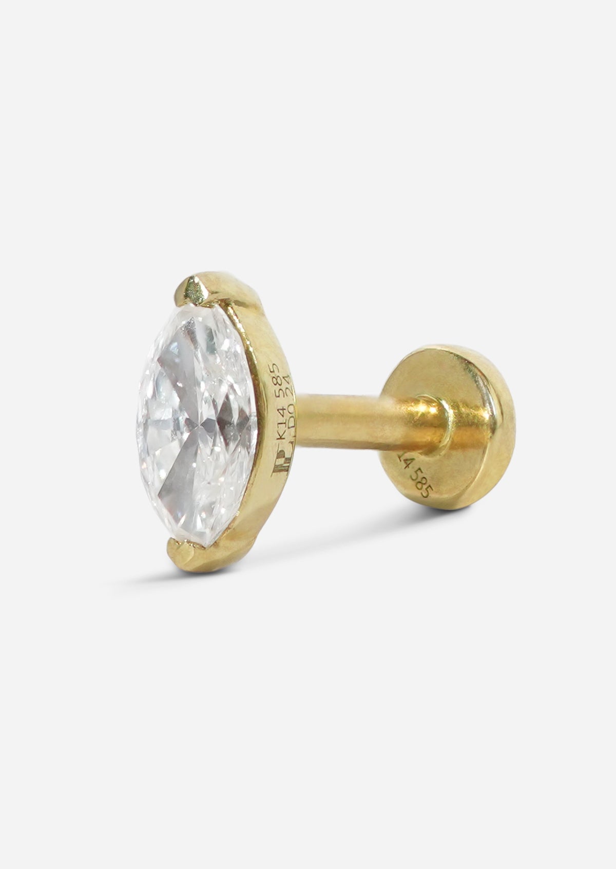 6mm Marquise Diamond Threaded Flat Back Earring | Single