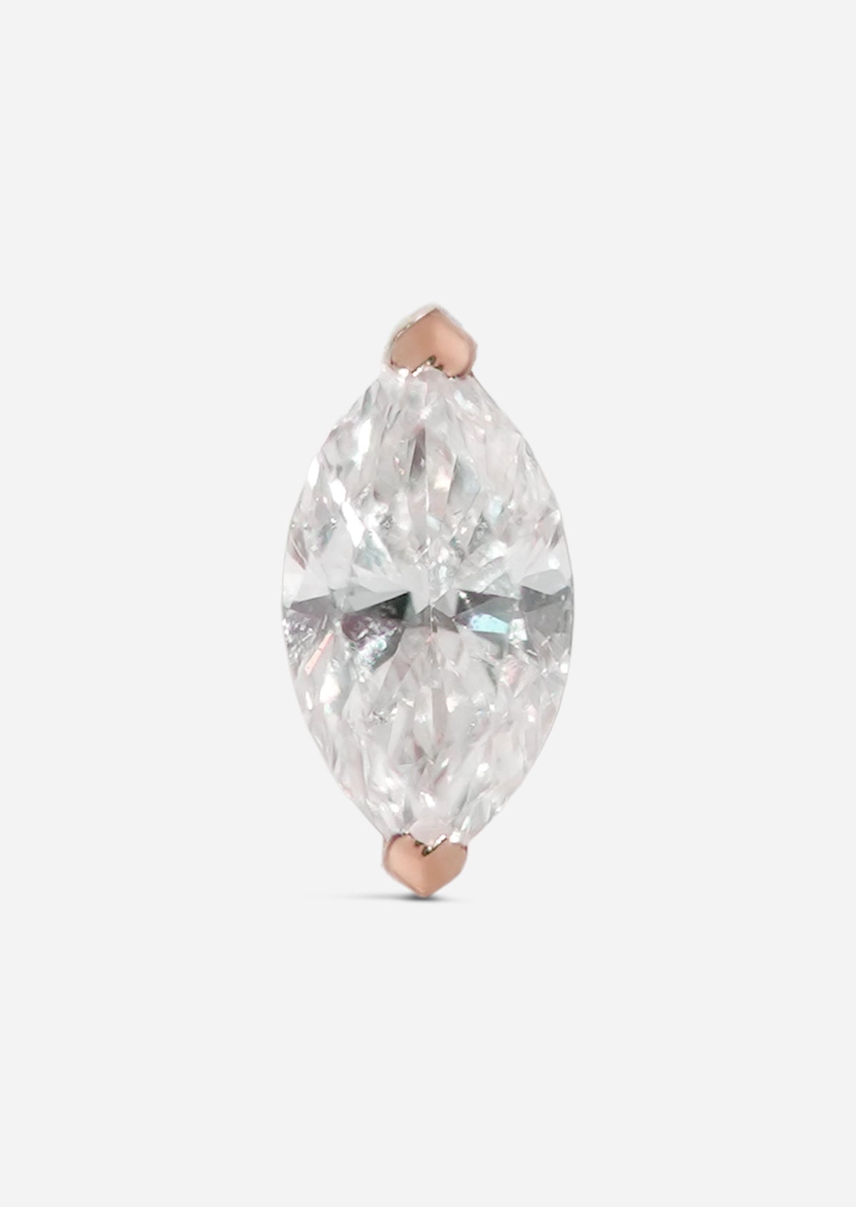 6mm Marquise Diamond Threaded Flat Back Earring | Single