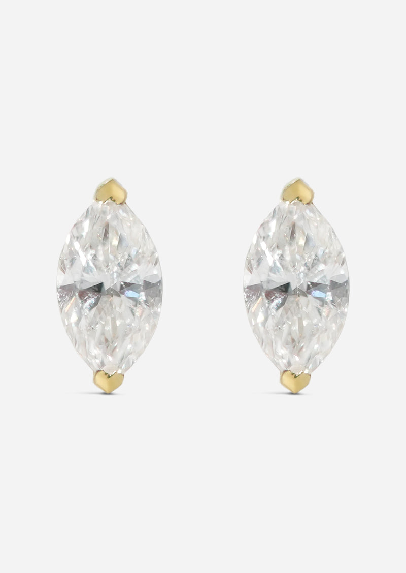 6mm Marquise Diamond Threaded Flat Back Earring | Single