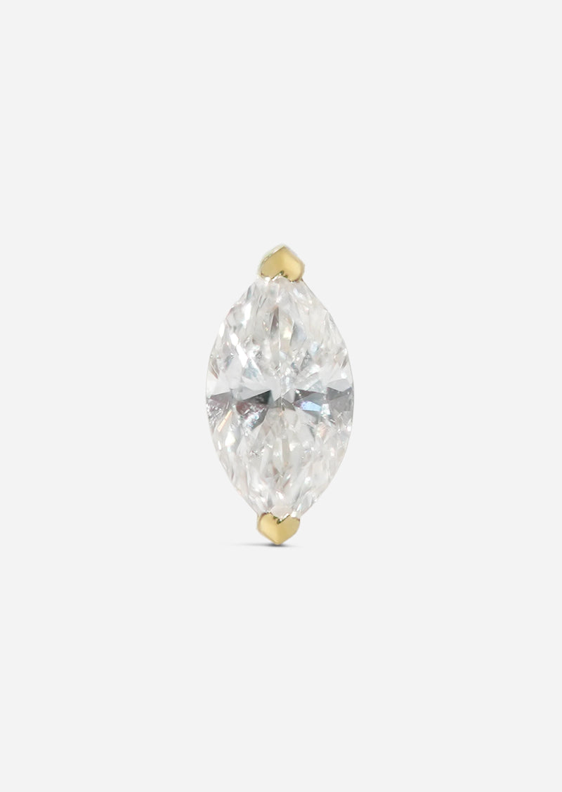 6mm Marquise Diamond Threaded Flat Back Earring | Single