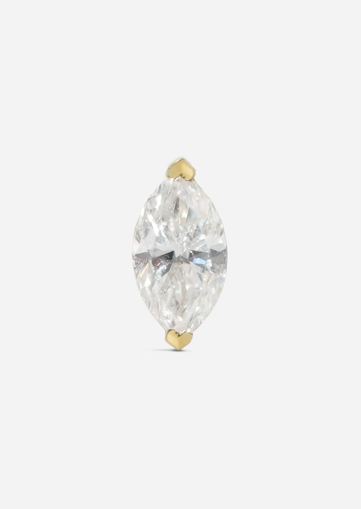 6mm Marquise Diamond Threaded Flat Back Earring | Single