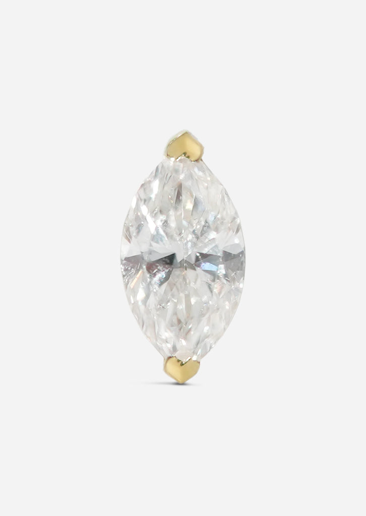 6mm Marquise Diamond Threaded Flat Back Earring | Single