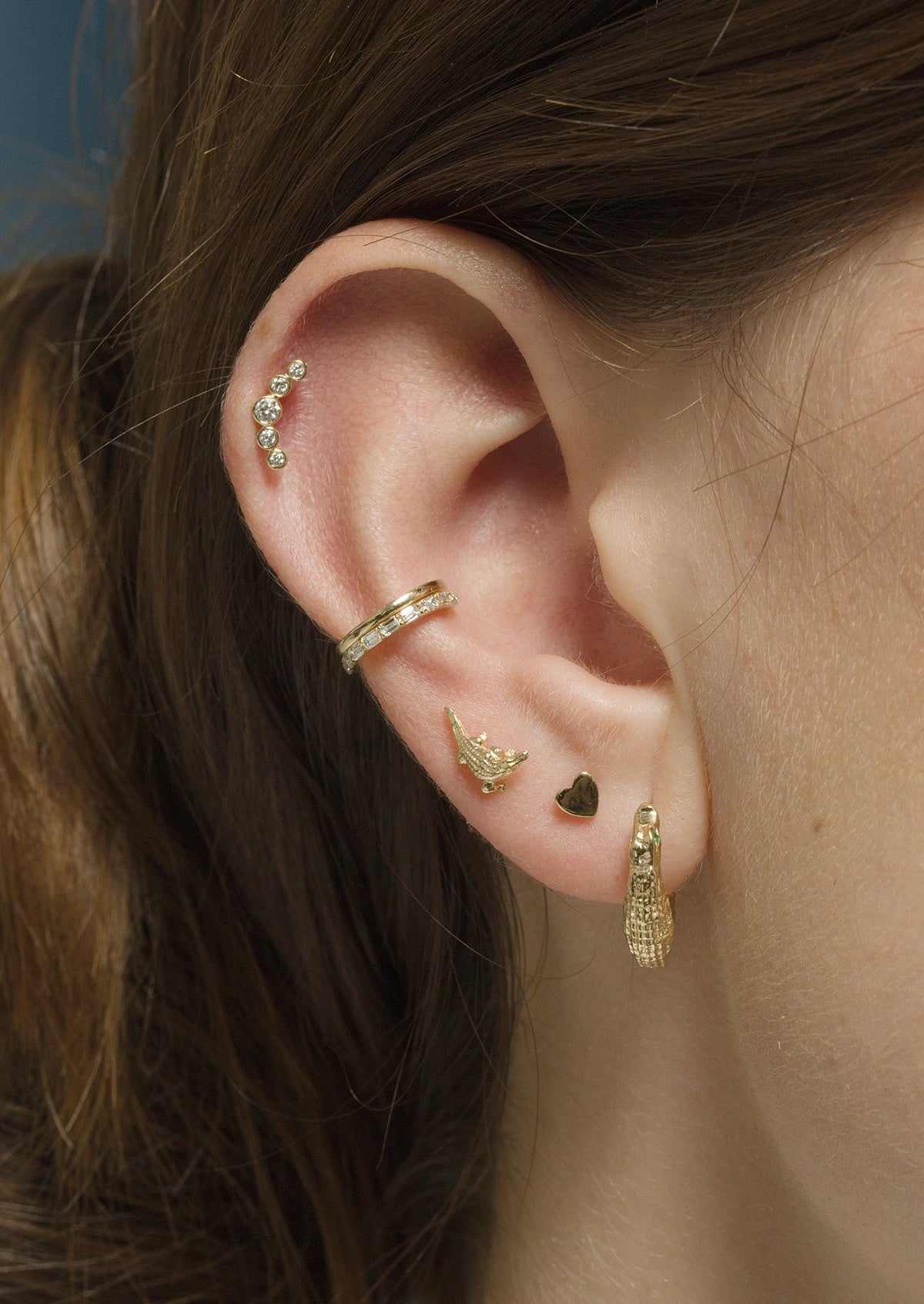 Alligator Threaded Flat Back Earring