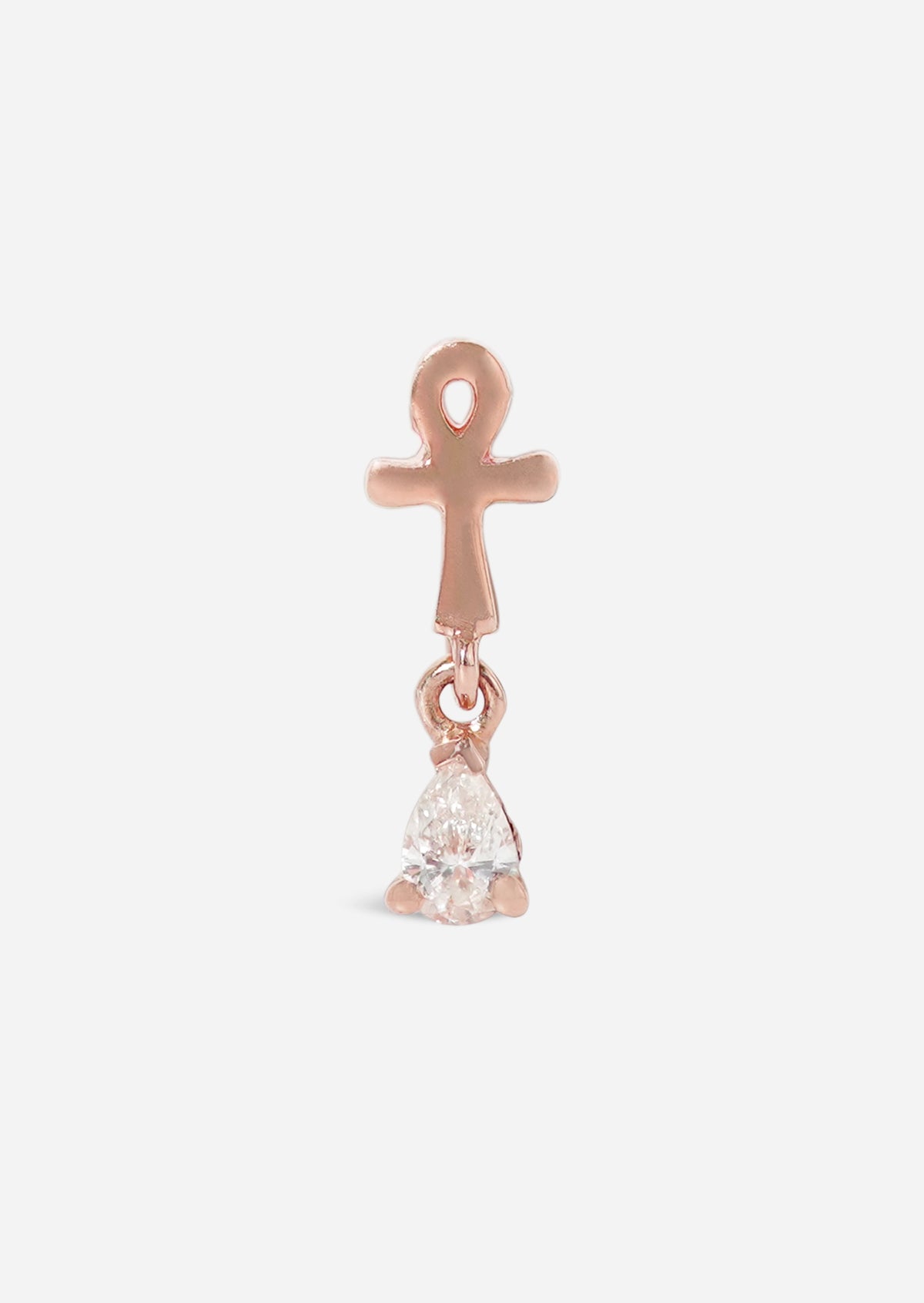 Ankh Drop Threaded Flat Back Earring | Single