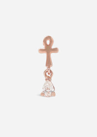 Ankh Drop Threaded Flat Back Earring | Single