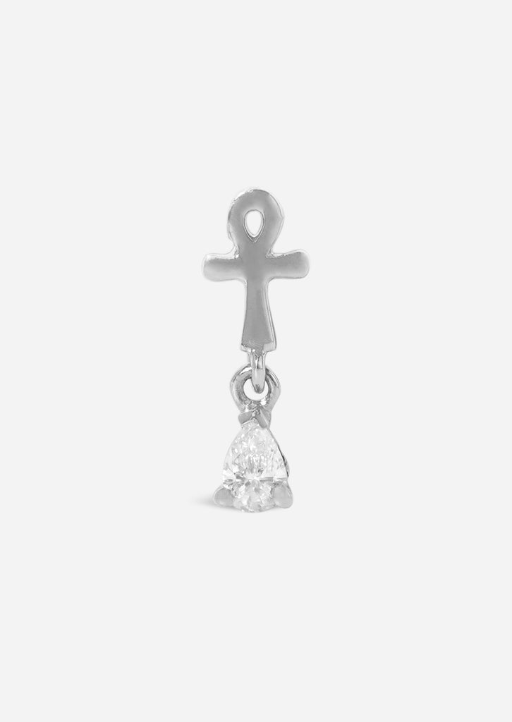 Ankh Drop Threaded Flat Back Earring | Single