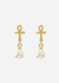 Ankh Drop Threaded Flat Back Earring | Single