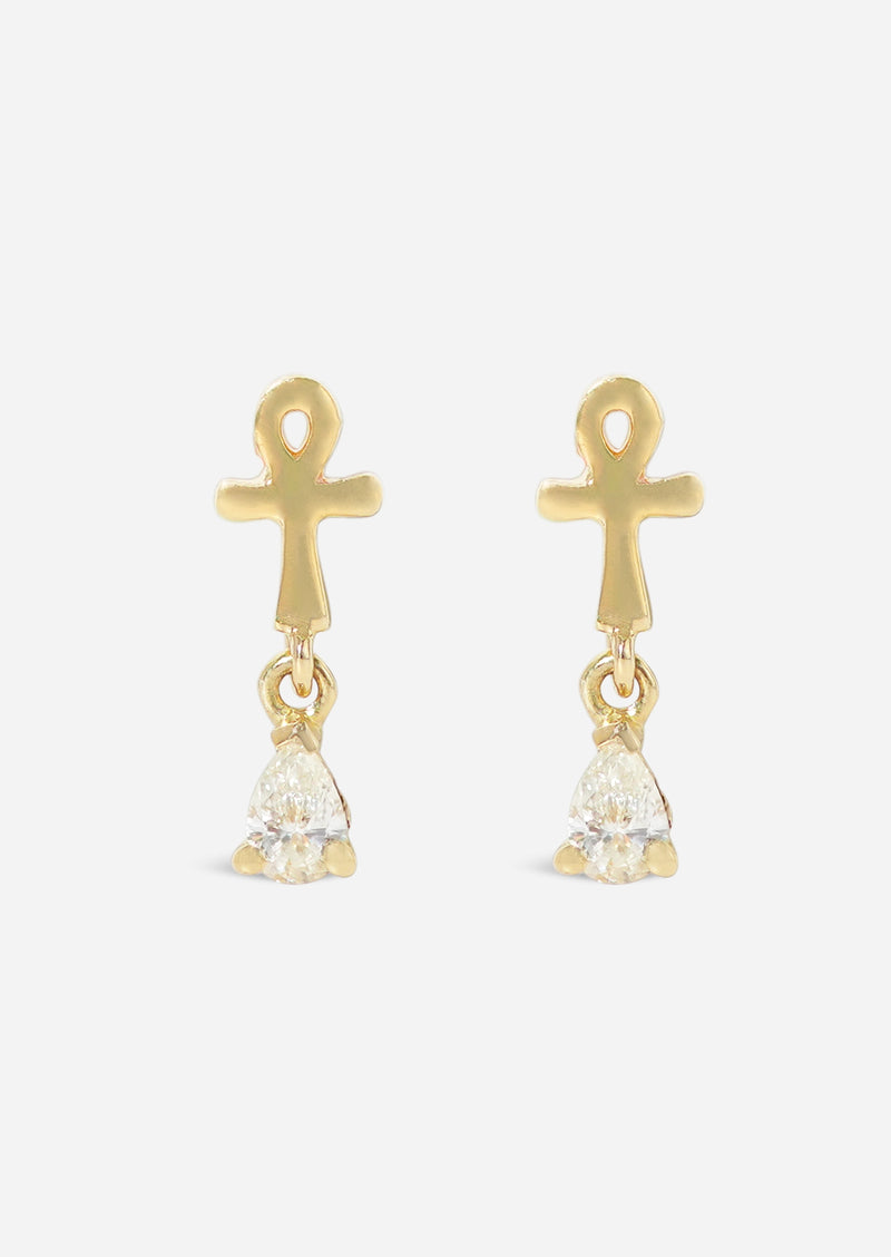 Ankh Drop Threaded Flat Back Earring | Single