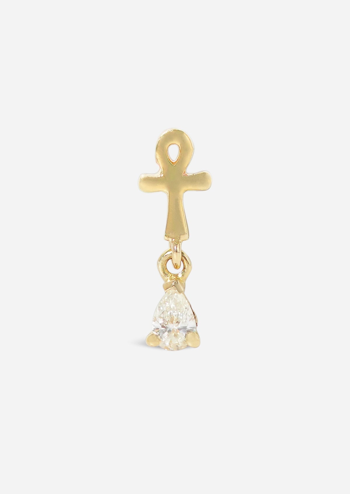 Ankh Drop Threaded Flat Back Earring | Single