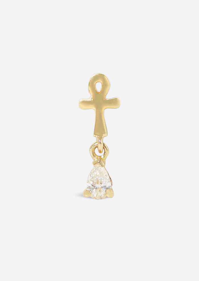 Ankh Drop Threaded Flat Back Earring | Single