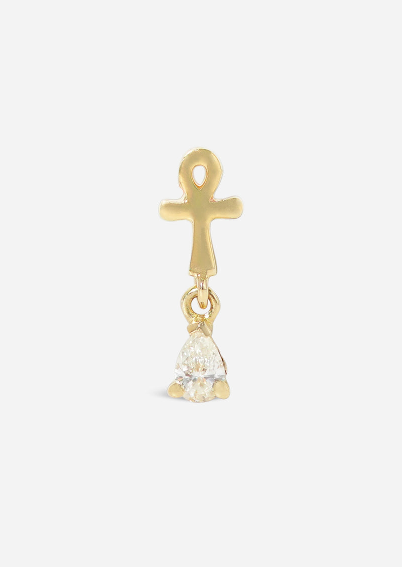 Ankh Drop Threaded Flat Back Earring | Single